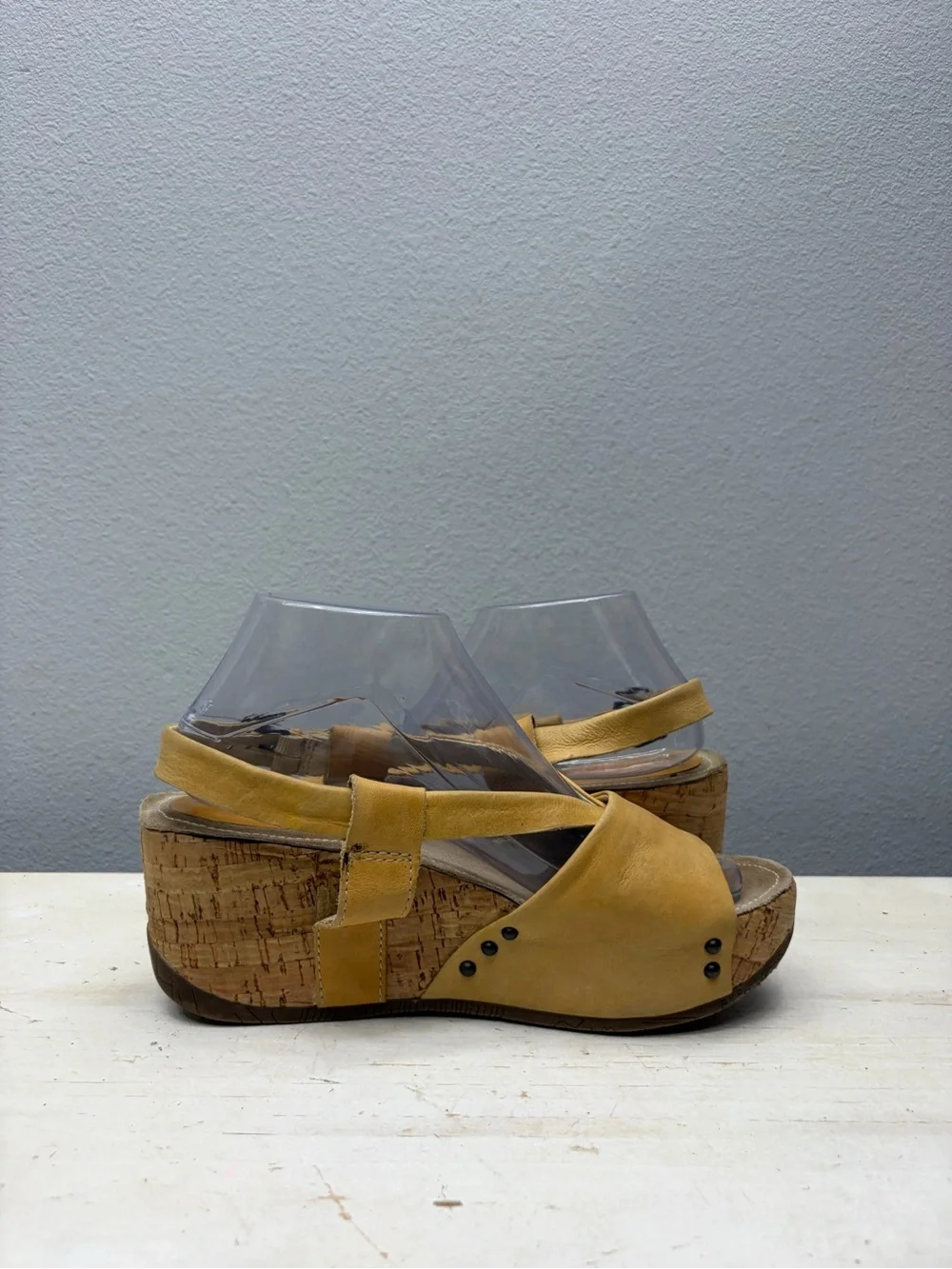 Bussola Yello Leather Formentera Cross Strao Wedge Sandals Size 40